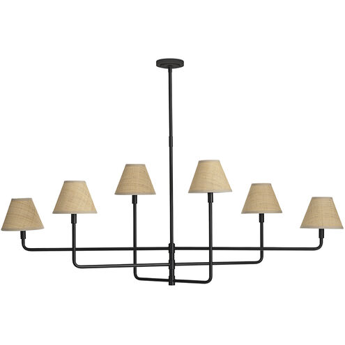 Polly 6 Light 63.75 inch Blackened Brass Chandelier Ceiling Light in Rattan Shade