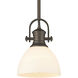 Yep Hines 1 Light 6.88 inch Rubbed Bronze Pendant Ceiling Light in Opal Glass
