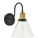 Histoire 1 Light 8 inch Brass and Black Wall Sconce Wall Light