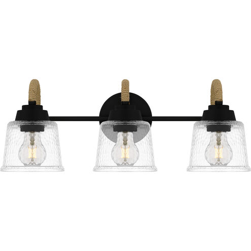 Seabreeze 3 Light 22.5 inch Matte Black Bath Light Wall Light, Large