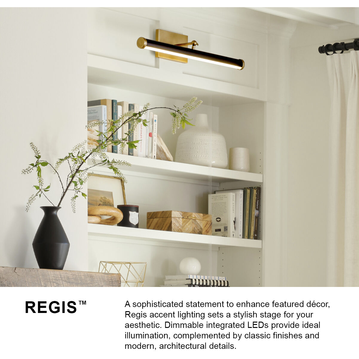 Regis LED 24.5 inch Heritage Brass with Gloss White Sconce Wall Light