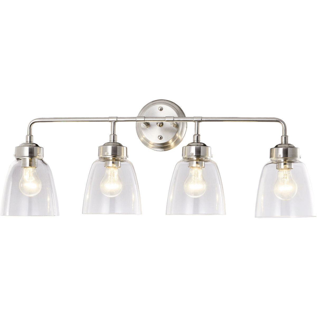 Helena 4 Light 30.5 inch Satin Nickel and Clear Bath Vanity Light Wall Light