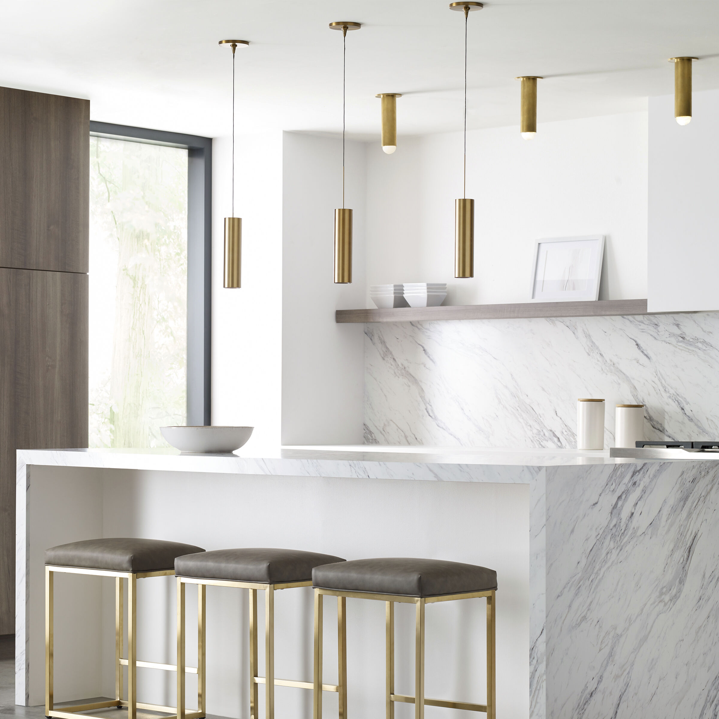 Kelly Wearstler Ebell LED 4.5 inch Natural Brass Flush Mount Ceiling Light, Integrated LED