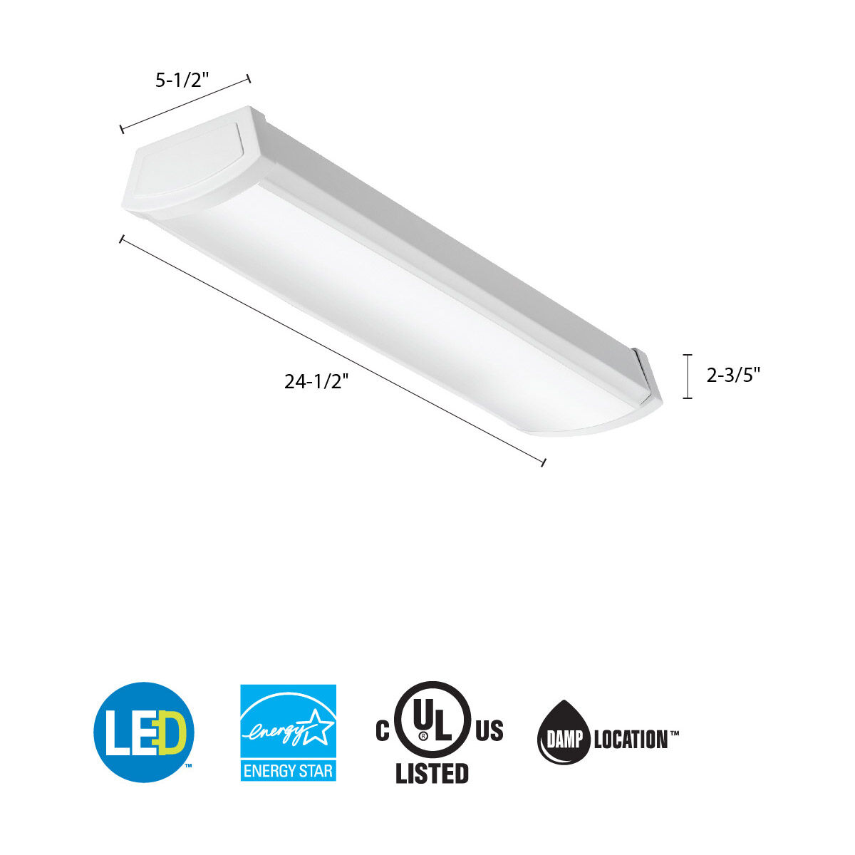 Indoor LED 6 inch Gloss White Flush Mount Ceiling Light, Wrap Around