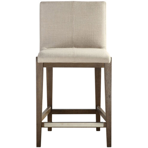 Klemens 39 inch Neutral Linen Fabric with Light Walnut Counter Stool