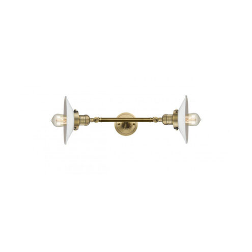 Franklin Restoration Halophane LED 9 inch Brushed Brass Bath Vanity Light Wall Light in Matte White Halophane Glass, Franklin Restoration