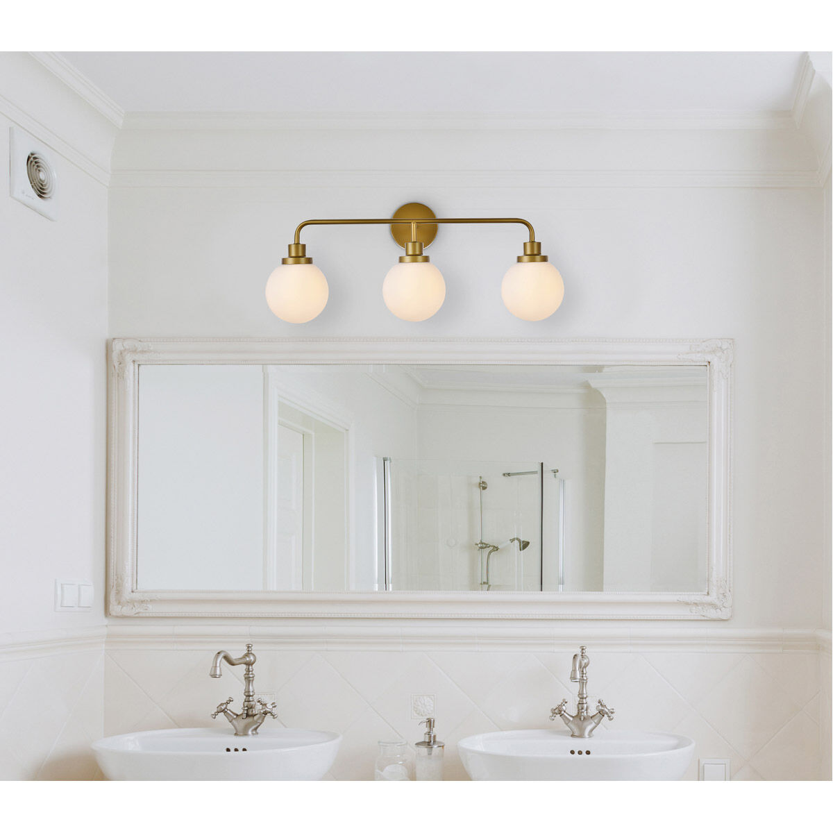 Hanson 3 Light 28 inch Brass Bath Sconce Wall Light