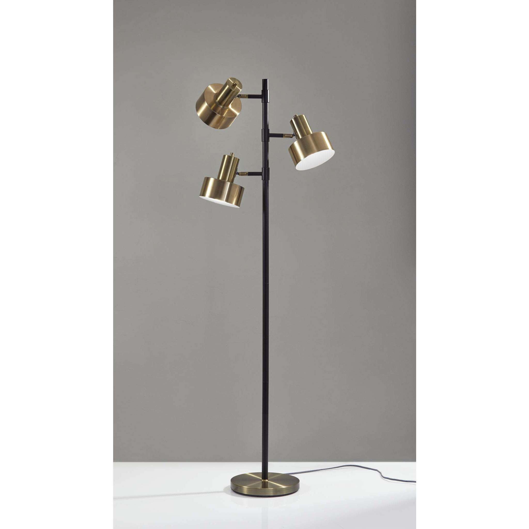 Clayton 66.5 inch 60 watt Matte Black and Antique Brass Floor Lamp Portable Light