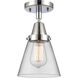 Franklin Restoration Small Cone LED 6.25 inch Polished Chrome Flush Mount Ceiling Light in Clear Glass