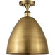 Ballston Dome LED 12 inch Brushed Brass Semi-Flush Mount Ceiling Light