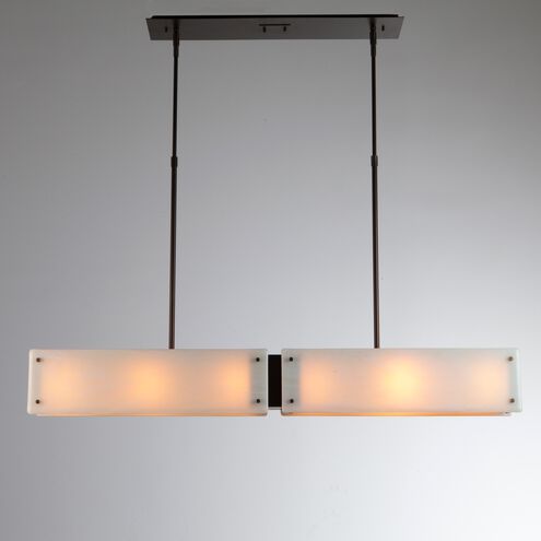 Textured Glass LED Novel Brass Linear Pendant Ceiling Light in 3000K LED, Rimelight Frosted