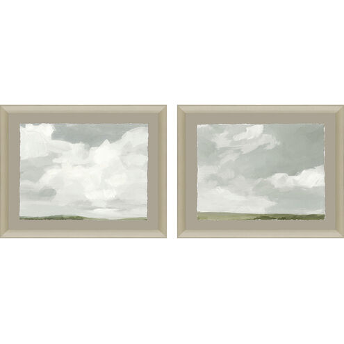 Gray Stone Sky Gray and White and Green Framed Art