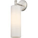 Downtown Urban Crown Point Armed Sconce Wall Light in Satin Nickel, Matte White