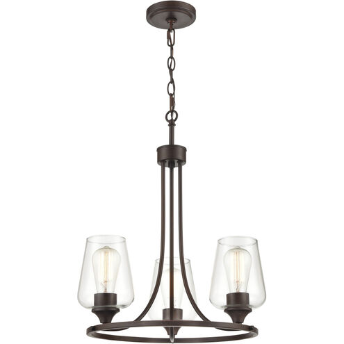 Ashford 3 Light 18 inch Rubbed Bronze Chandelier Ceiling Light