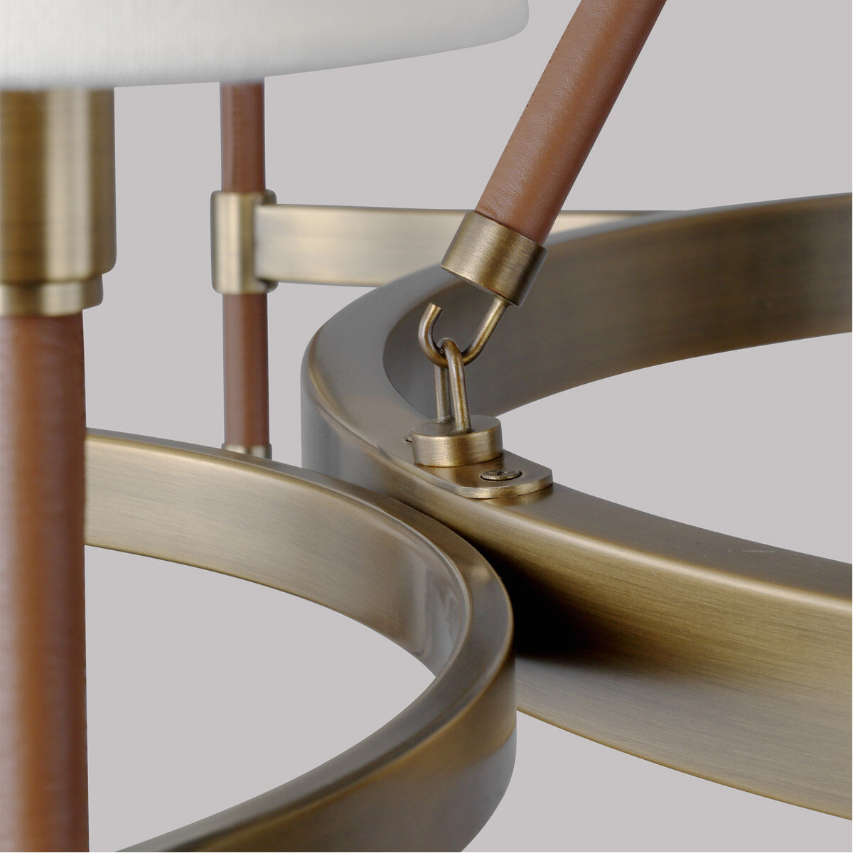 Katie 8 Light 48 inch Time Worn Brass / Saddle Leather Chandelier Ceiling Light 