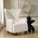 Ingel White Faux Sheepskin and Walnut Wingback Armchair