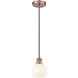 Edison White Venetian 1 Light 6 inch Antique Copper Cord Hung Mini Pendant Ceiling Light