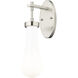 Downtown Urban Owego Armed Sconce Wall Light in Satin Nickel, Gloss White Glass