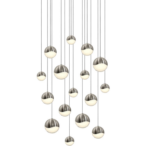 Grapes LED 24 inch Satin Nickel Cluster Pendant Ceiling Light in White Glass