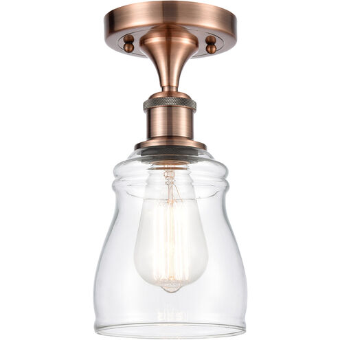 Ballston Ellery 1 Light 5 inch Antique Copper Semi-Flush Mount Ceiling Light in Clear Glass, Ballston
