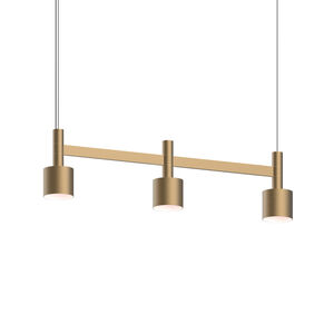 Systema Staccato LED 29 inch Brass Linear Pendant Ceiling Light, Drum Shades
