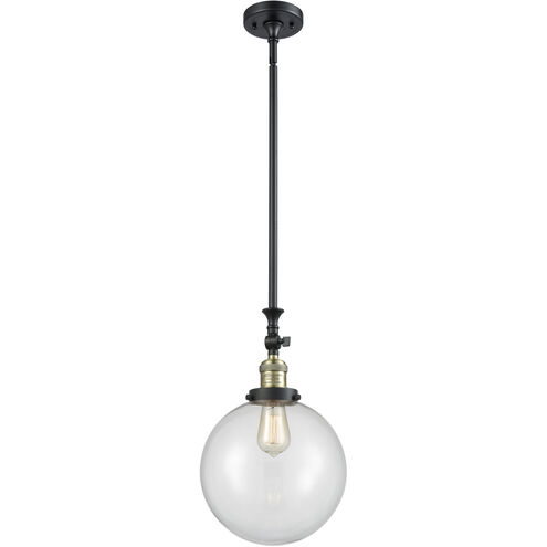 Franklin Restoration Beacon 1 Light 10 inch Black Antique Brass Mini Pendant Ceiling Light in Incandescent, Clear, Franklin Restoration