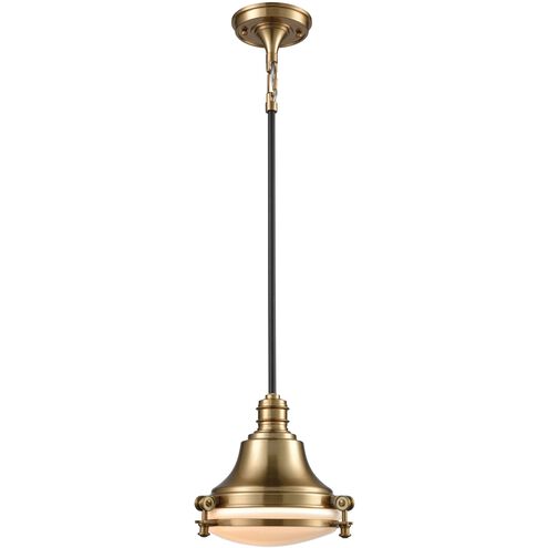 Riley 1 Light 10 inch Satin Brass with White Mini Pendant Ceiling Light