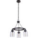 Foxwood 3 Light 22 inch Flat Black with Dark Teak Chandelier Ceiling Light in Flat Black/Dark Teak