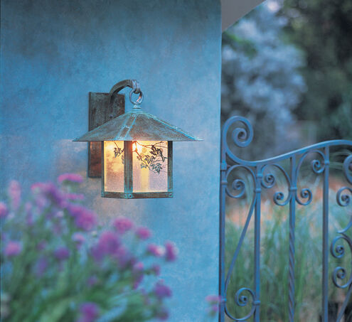 Evergreen 1 Light 12 inch Verdigris Patina Wall Mount Wall Light in Clear Seedy, Sycamore Filigree