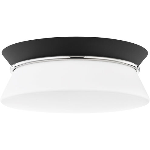 Cath 2 Light 13 inch Polished Nickel/Black Flush Mount Ceiling Light