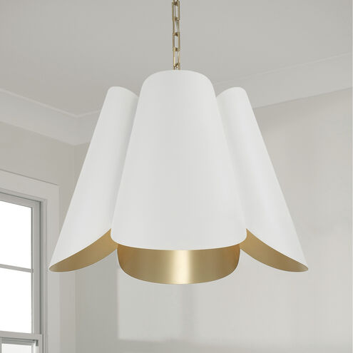 Maeve 4 Light 26.75 inch Matte Brass and White Pendant Ceiling Light