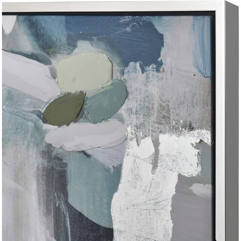 Verte Green and Silver Framed Abstract Wall Art