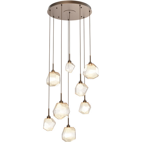 Gem LED 28.1 inch Flat Bronze Chandelier Ceiling Light in 3000K LED, Amber, Round Multi-Port