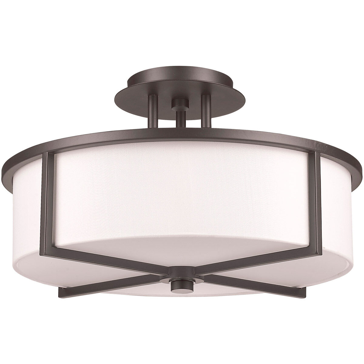 Wesley 3 Light 16 inch Bronze Semi-Flush Mount Ceiling Light