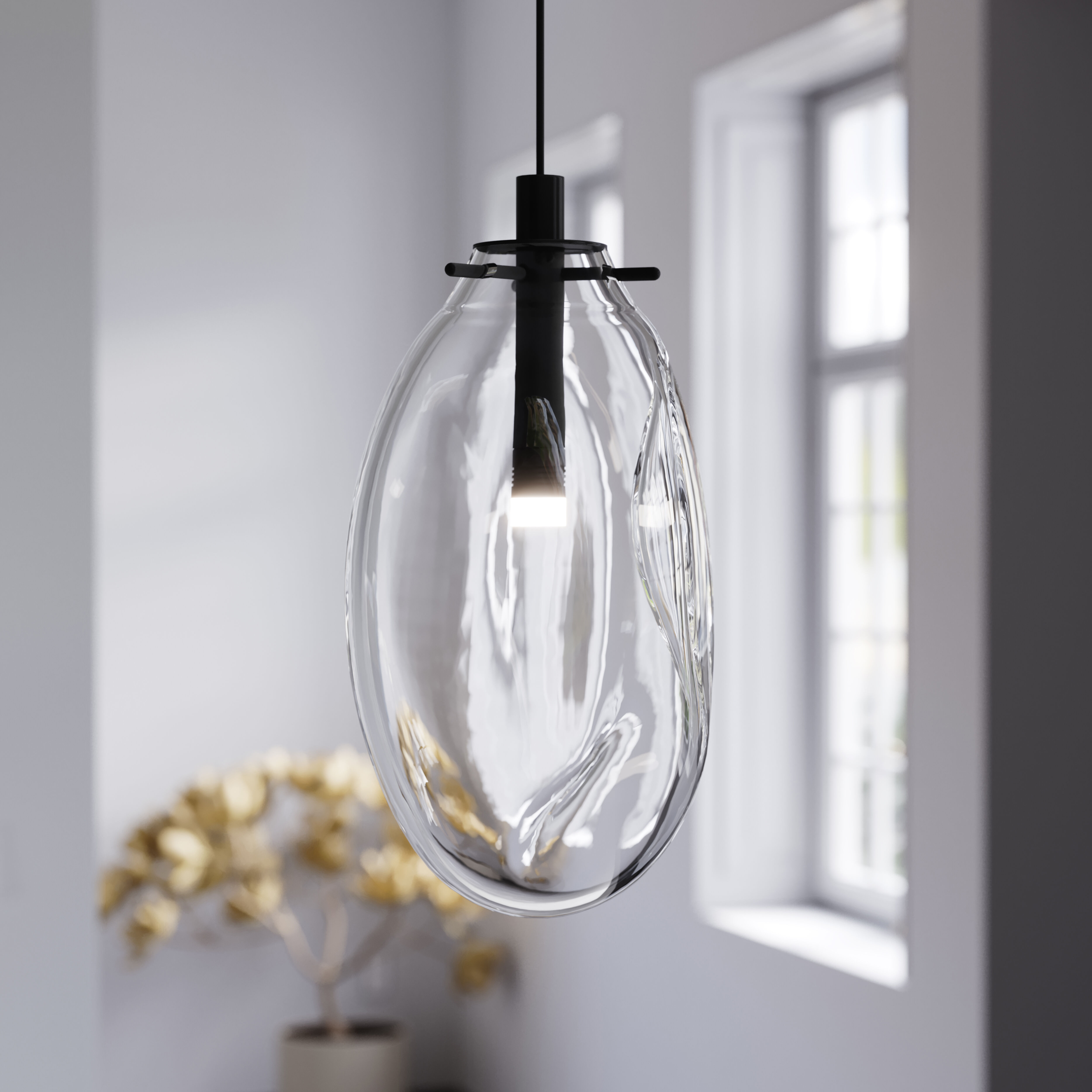 Liquid LED 6 inch Satin Black Pendant Ceiling Light in Clear Glass