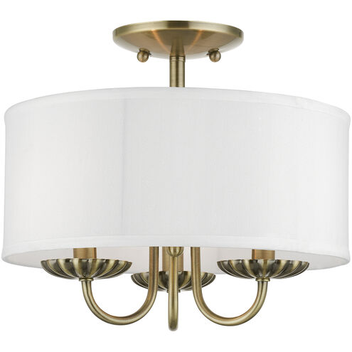 Brookdale 3 Light 13 inch Antique Brass Semi-Flush Mount Ceiling Light
