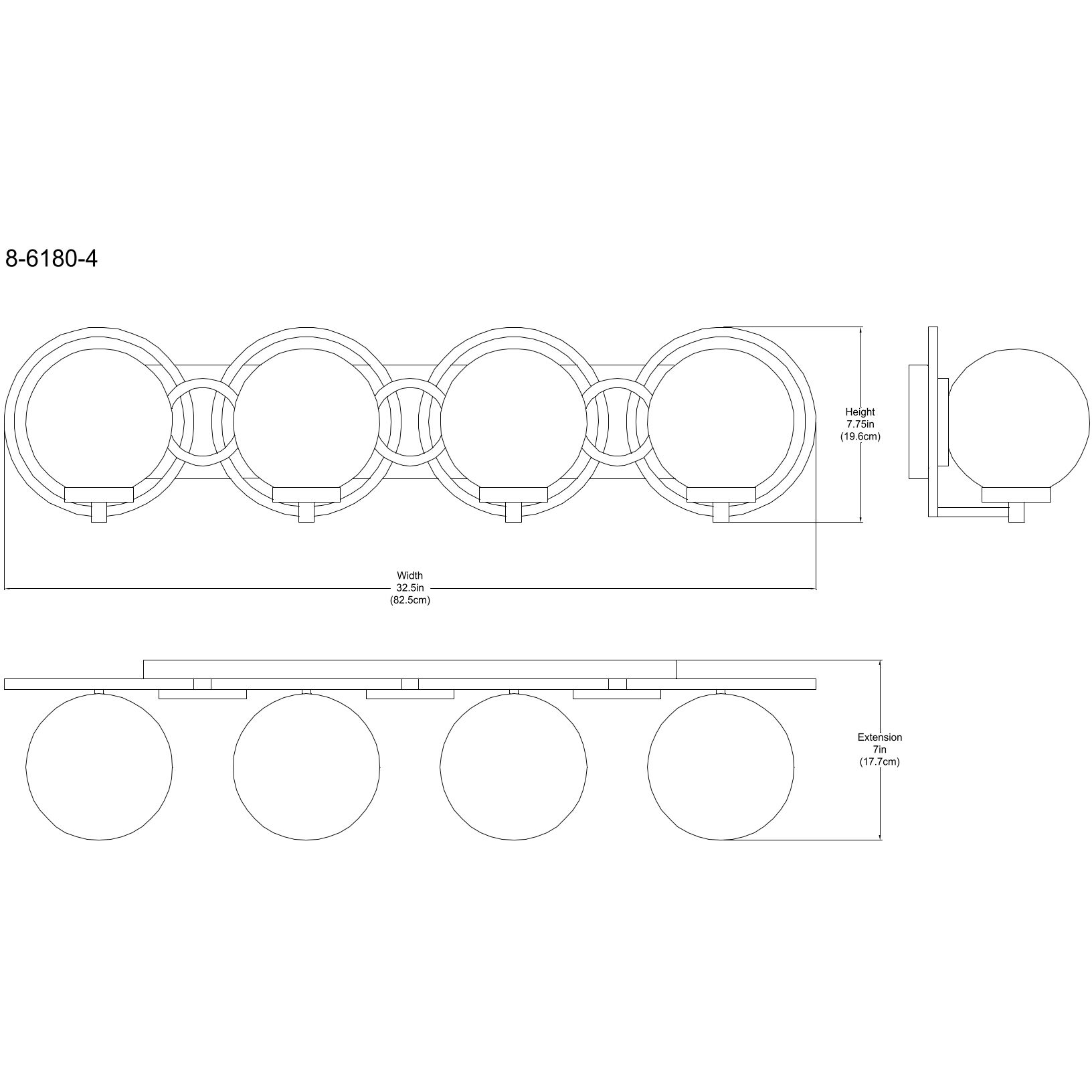 Alhambra 4 Light 32.5 inch Black with Warm Brass Accents Bathroom Vanity Light Wall Light