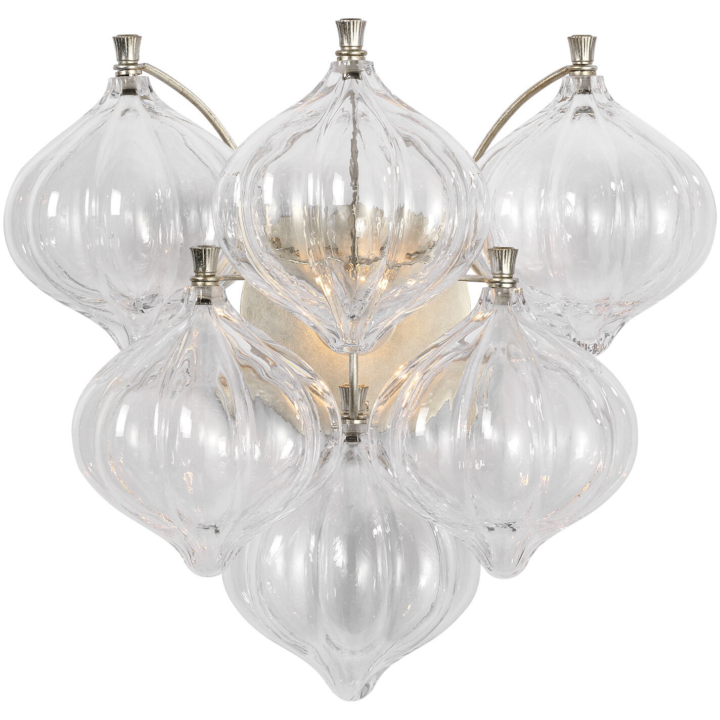 Julie Neill Caselli LED 15.5 inch Burnished Silver Leaf Sconce Wall Light in Clear Glass
