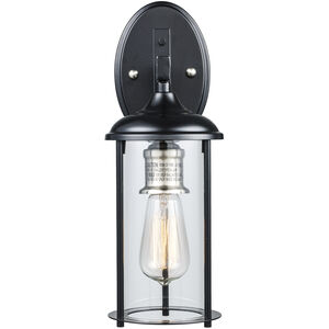 Blues 1 Light 16 inch Black and Brushed Nickel Outdoor Wall Lantern