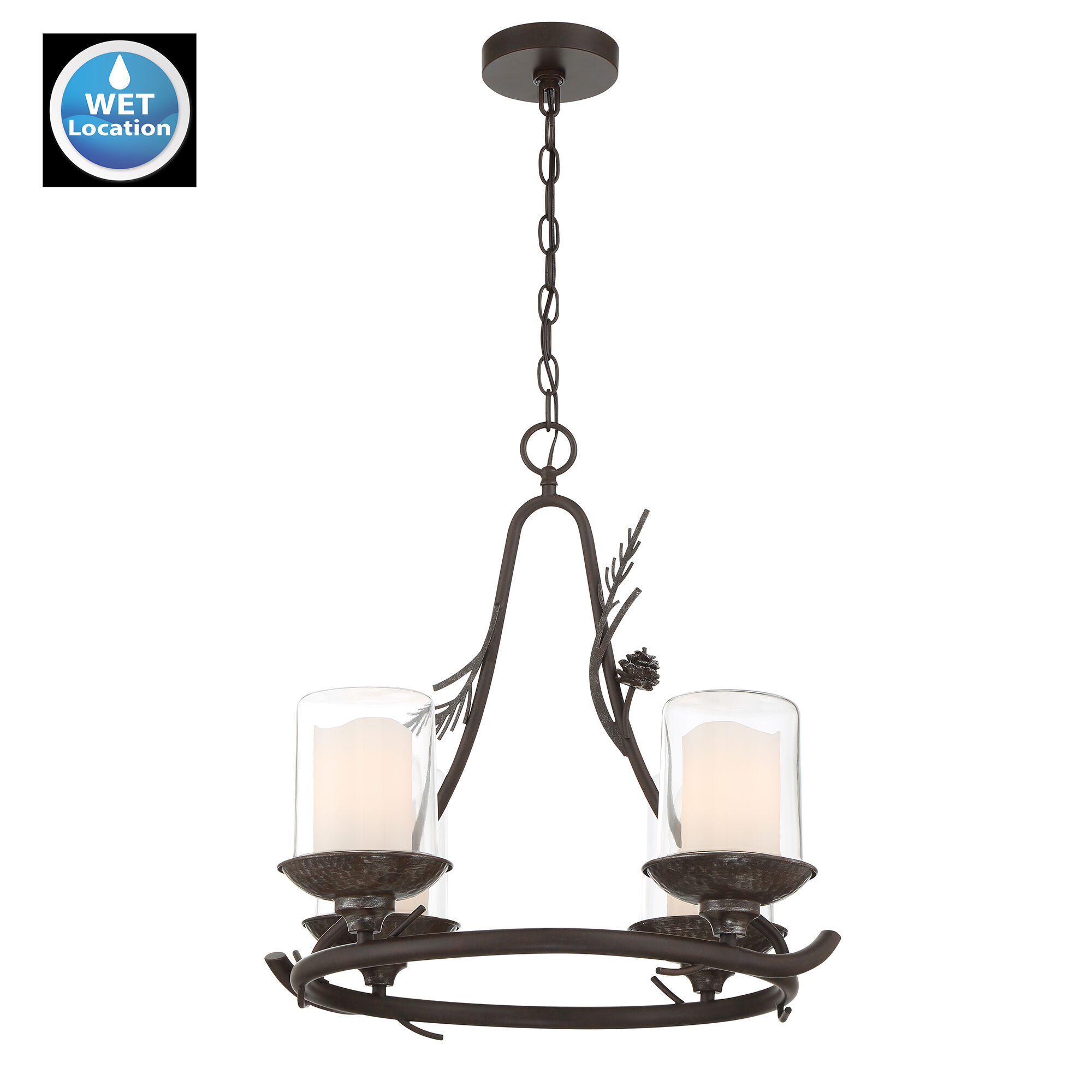Ponderosa Ridge 4 Light 22 inch Weathered Spruce/Silver Highlights Chandelier Ceiling Light