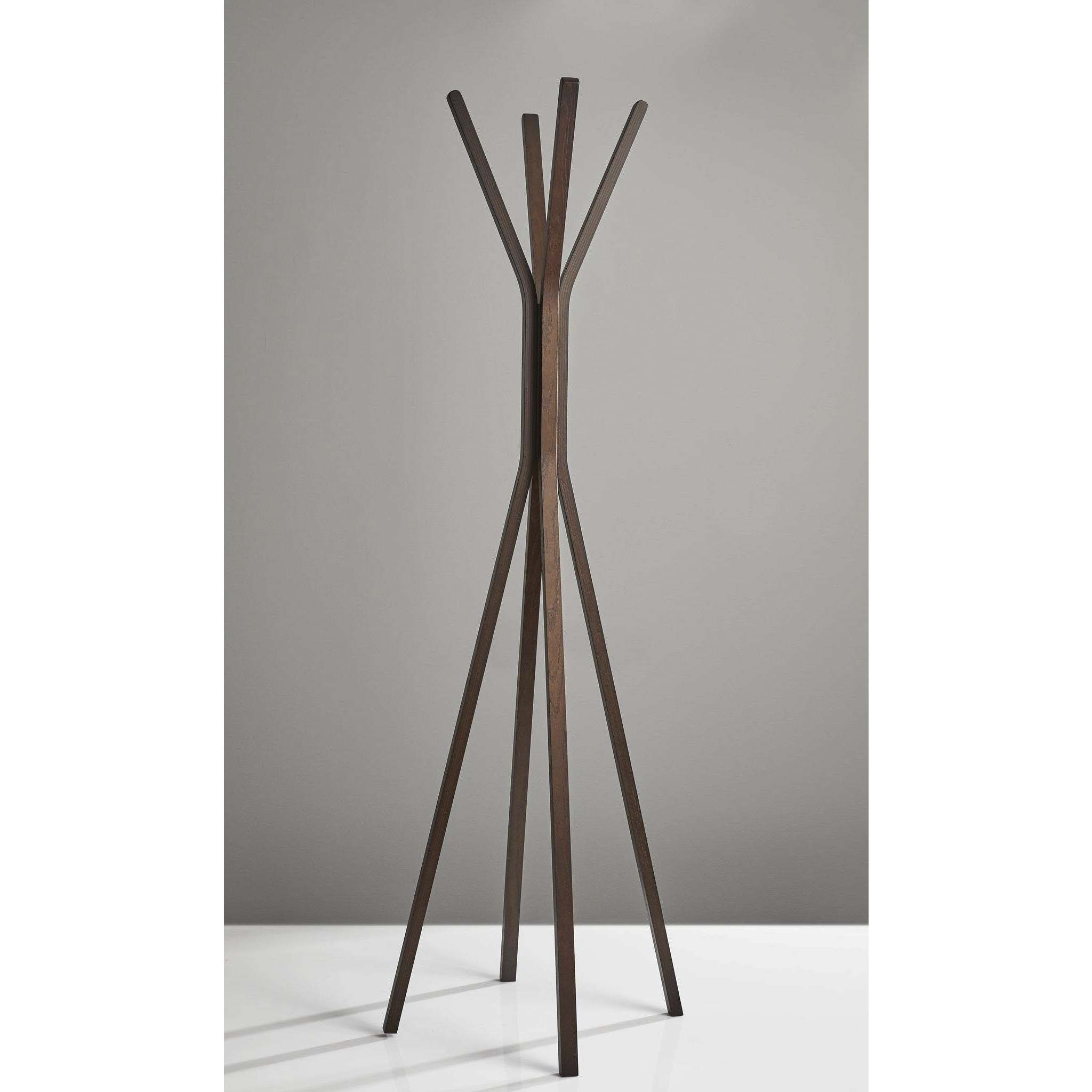 Toby 68 inch Plywood with Natural Oak Wood Veneer Coat Rack in Walnut