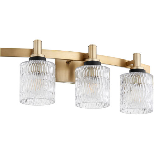 Stadium 3 Light 24 inch Aged Brass Vanity Light Wall Light