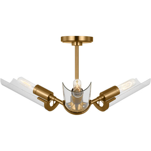 TOB by Thomas O'Brien Mezzo 3 Light 27.25 inch Burnished Brass Flush Mount Ceiling Light