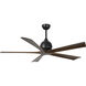 Atlas Irene-5 60 inch Matte Black with Walnut Tone Blades Ceiling Fan, Paddle Fan