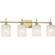 Modern 4 Light 30.75 inch Natural Brass Bathroom Vanity Light Wall Light