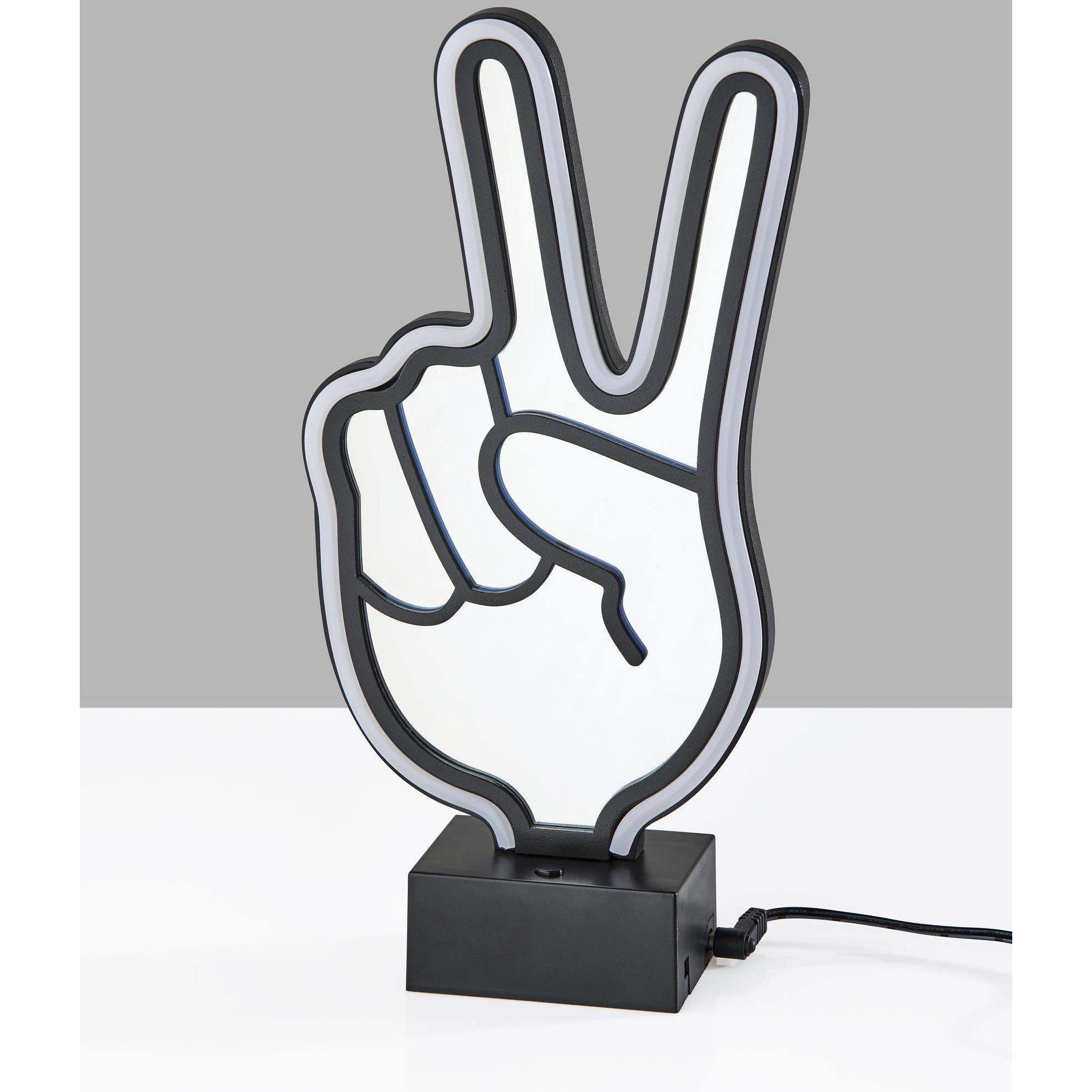 Infinity Neon 10 inch 1 watt Black Table/Wall Lamp Portable Light, Peace Sign, Simplee Adesso