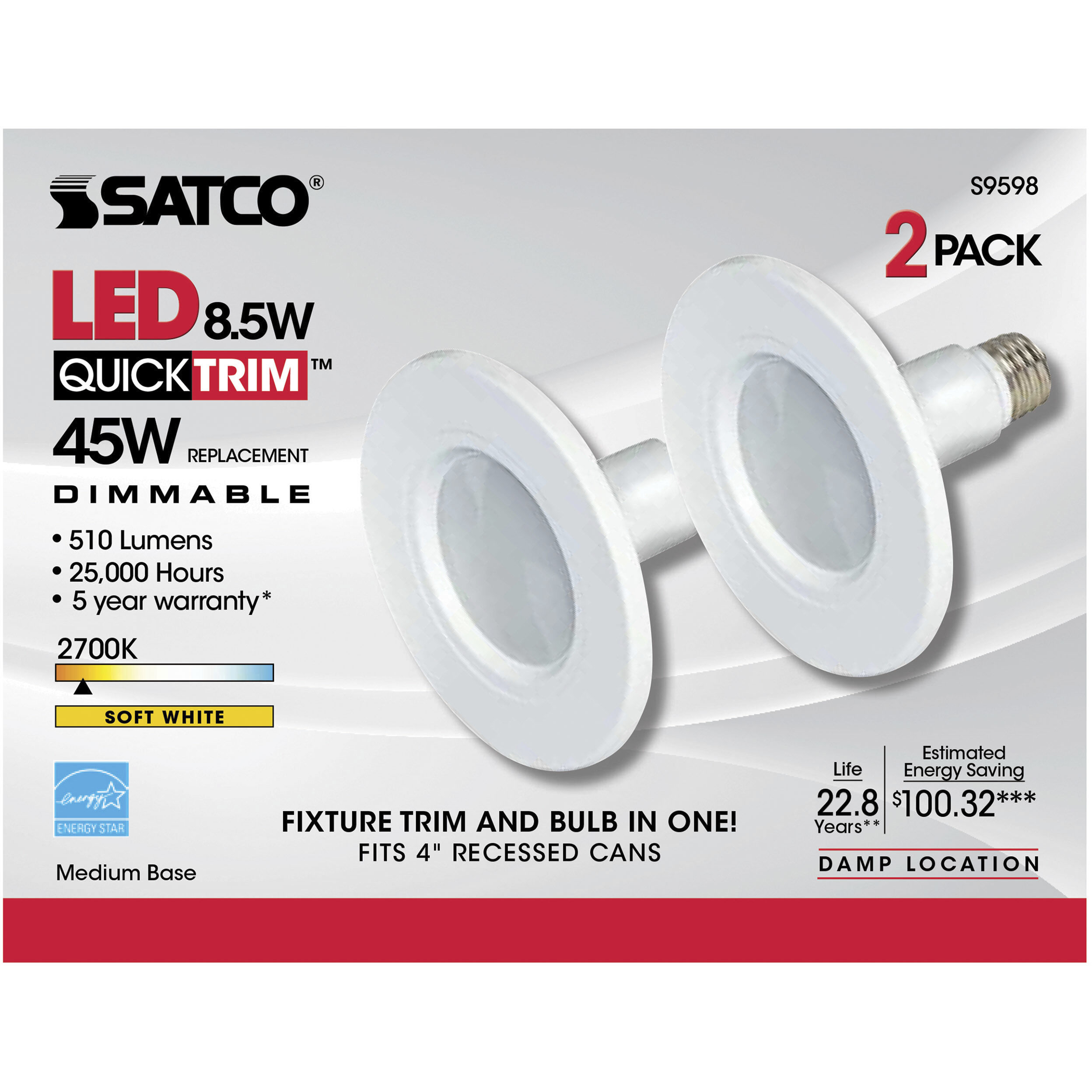 Edgewood LED Module White Recessed, Pack of 2