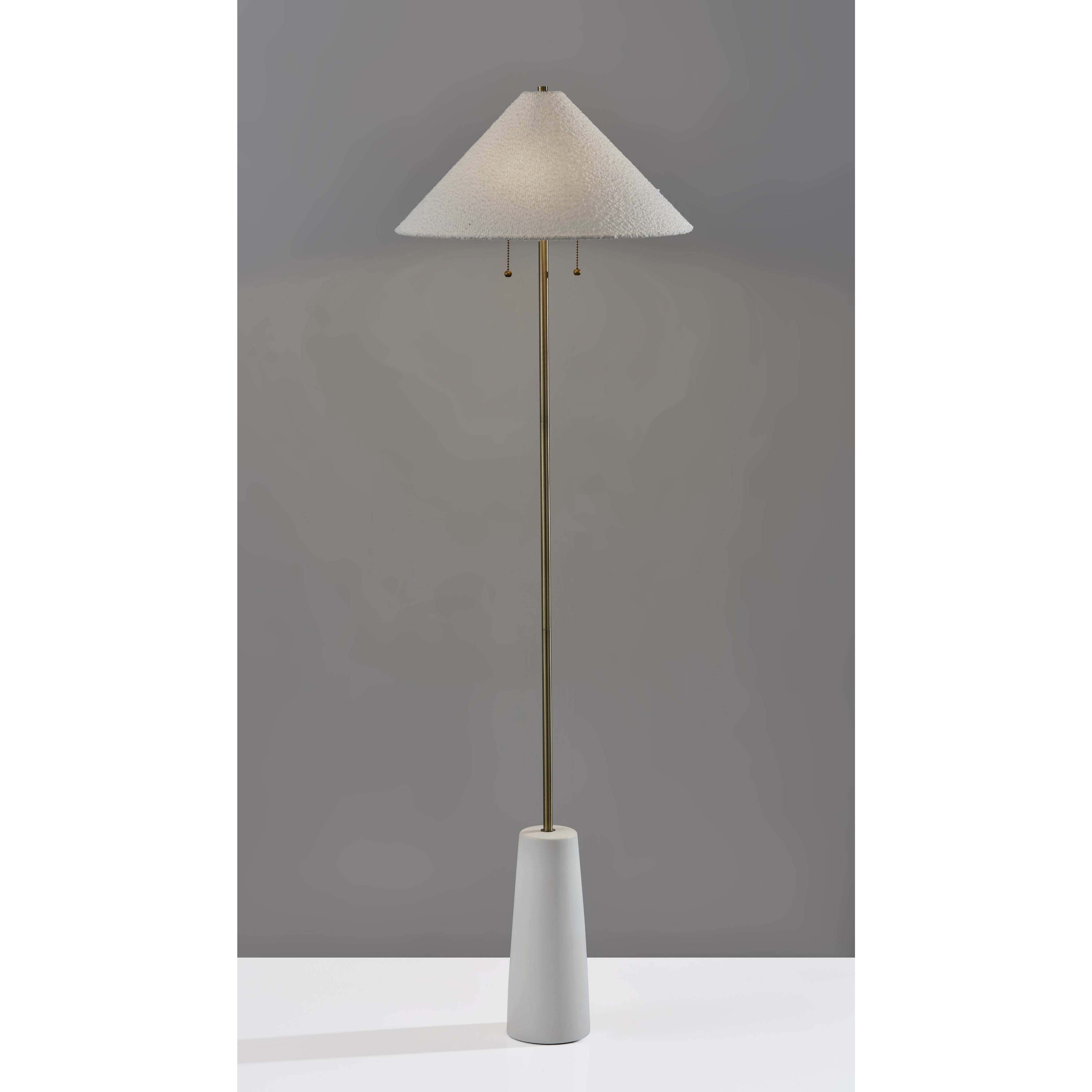 Waylon 60 inch 60.00 watt White and Antique Brass Floor Lamp Portable Light