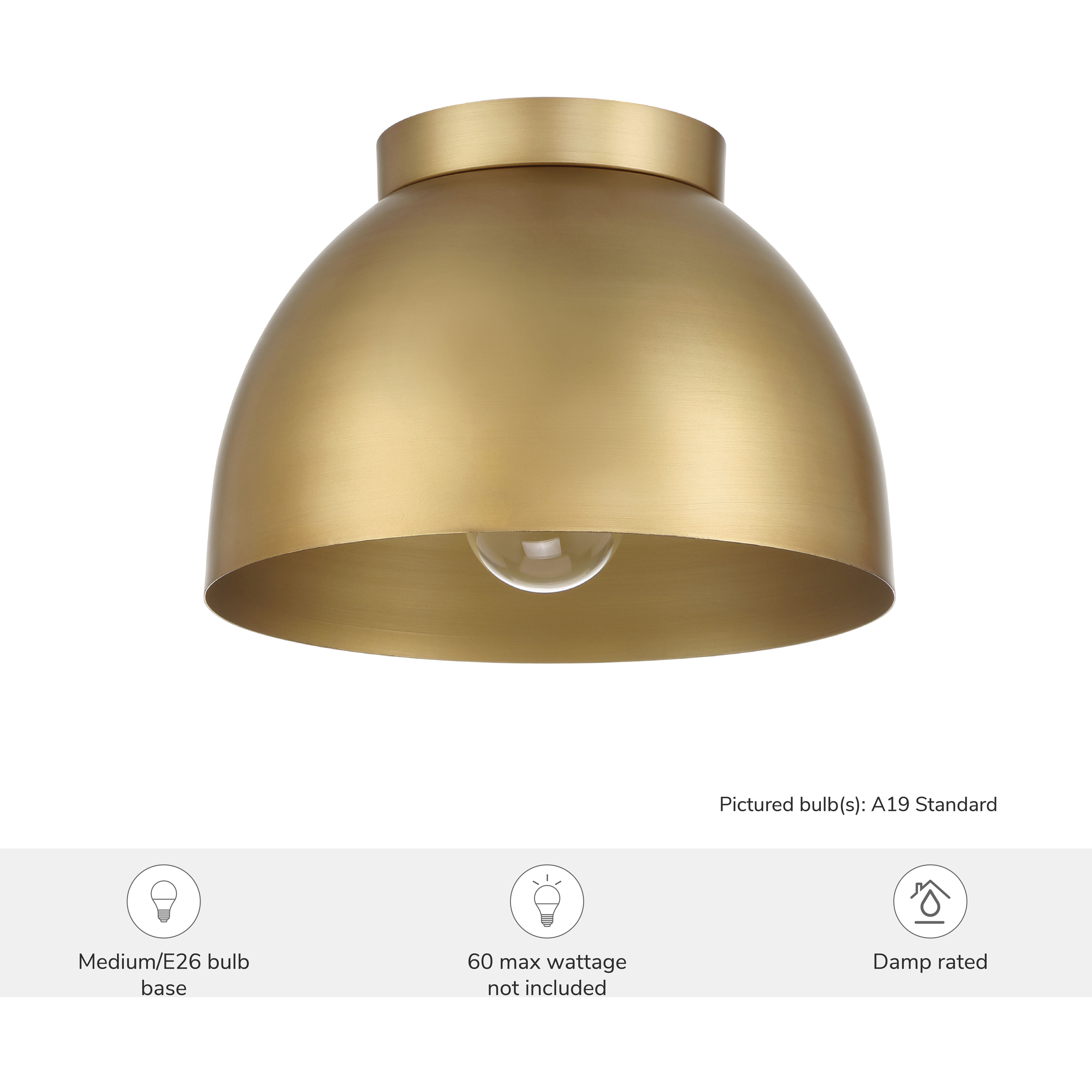 Erling 1 Light 10 inch Luxe Gold Flush Mount Ceiling Light, Medium