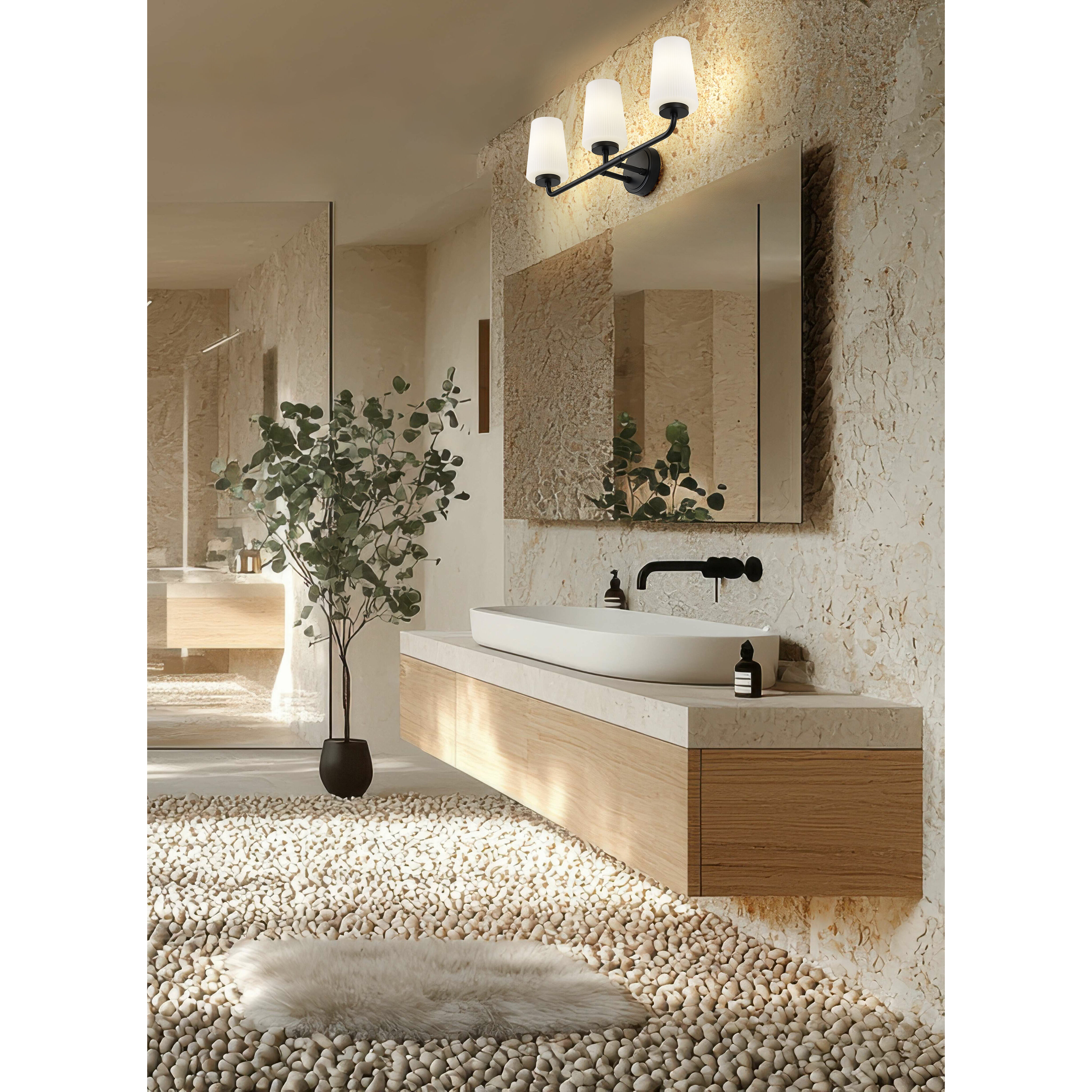 Montford 3 Light 24 inch Matte Black Bath Vanity Light Wall Light